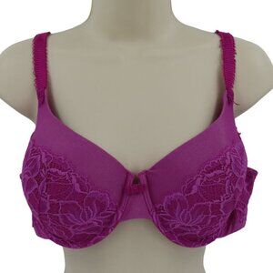 Bali 38C Lace Desire Foam Underwire Bra 6542 Purple Floral Flower Bow Womens